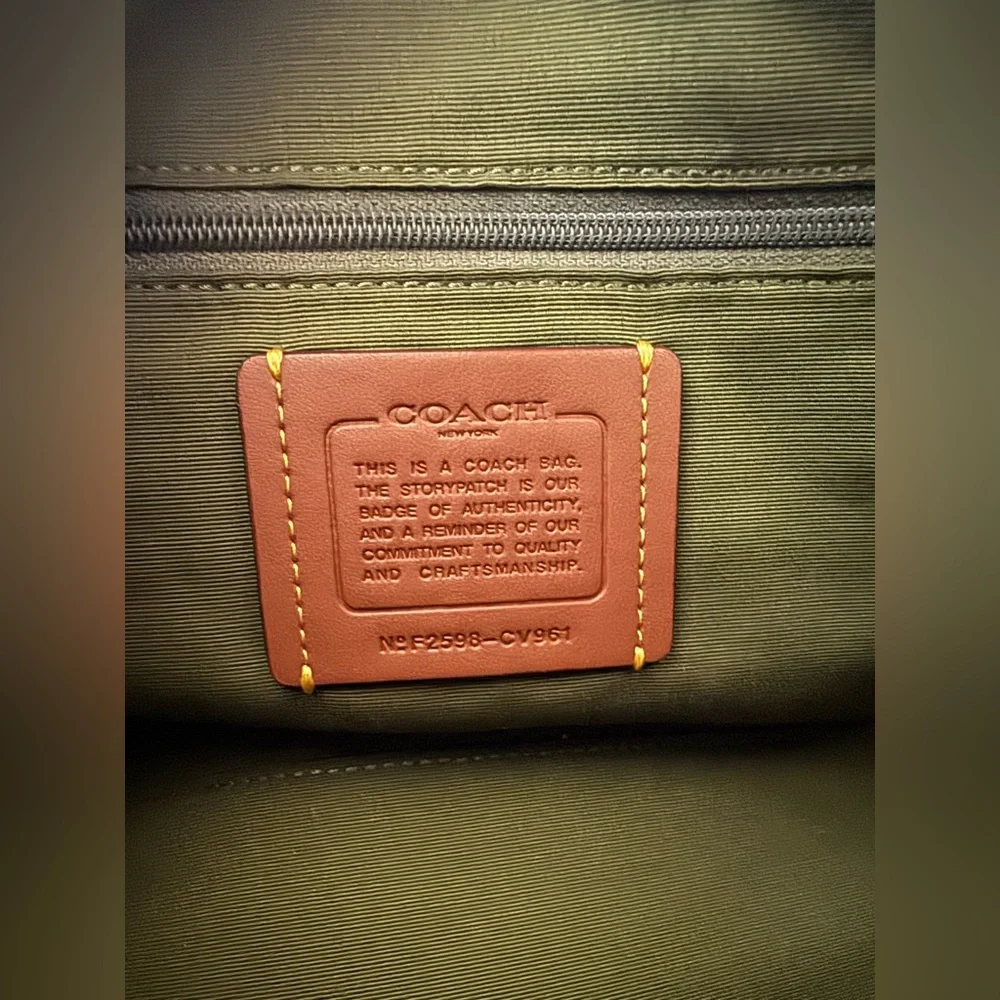 NWT Coach Rowan Satchel Bag In Signature Canvas CV961 Gold/Olive - Picture 10 of 12